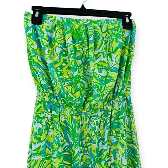 Lilly Pulitzer Windsor Strapless Dress Fresh Citrus Green Parrot Size Small - Picture 3 of 7